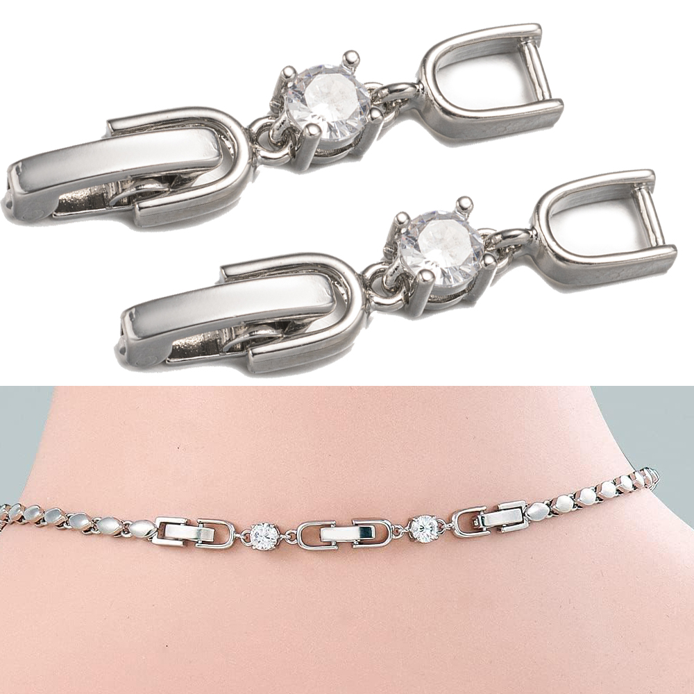 Jewelry Making School - 5pcs White Gold Plated Crystal Rhinestone