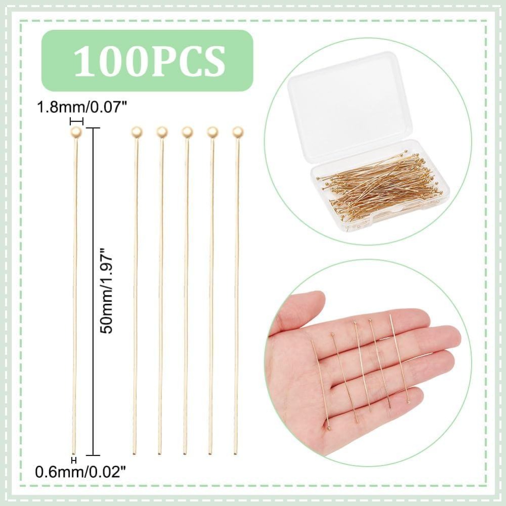 100Pcs Real 24K Gold Plated Ba - Eyepin Ball End review and price