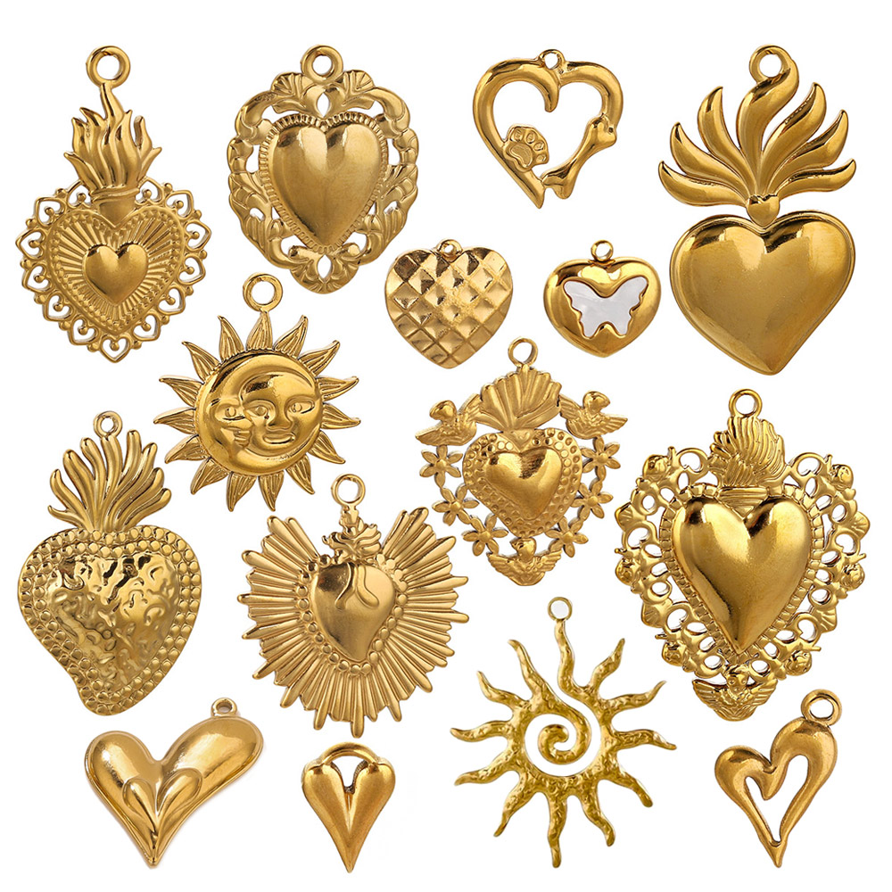 5pcs Stainless Steel Heart Sun - Jewelry Making Materials Wholesale review and price