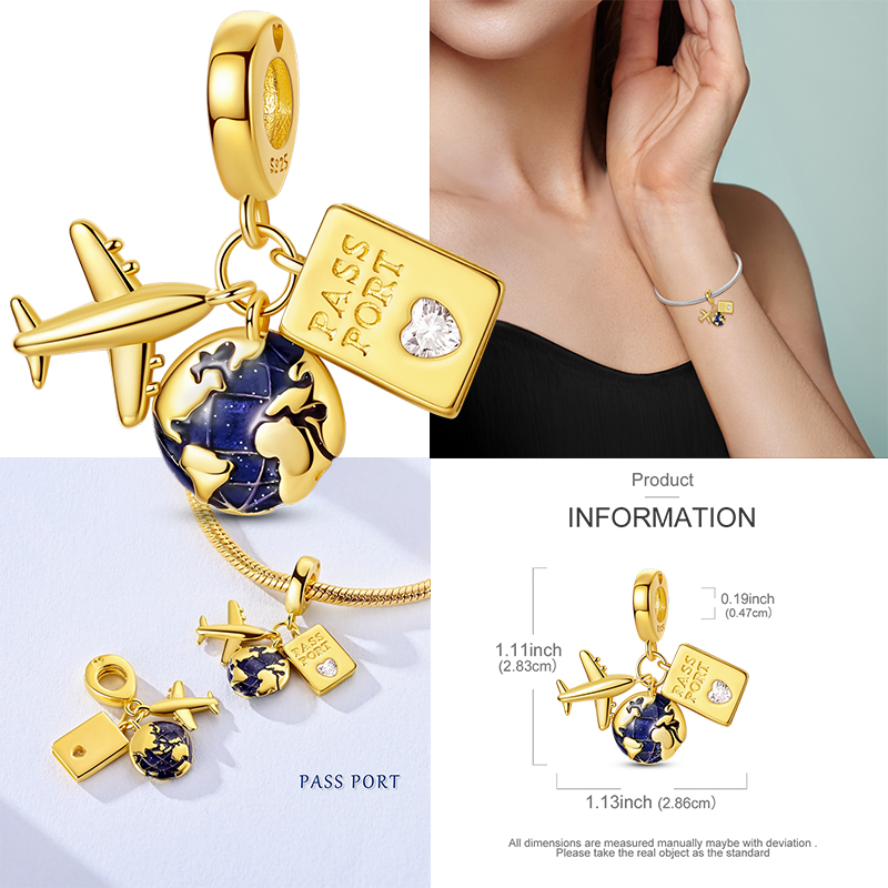 Travel Series Charms 925 Silve - Jewelry Making Paris review and price