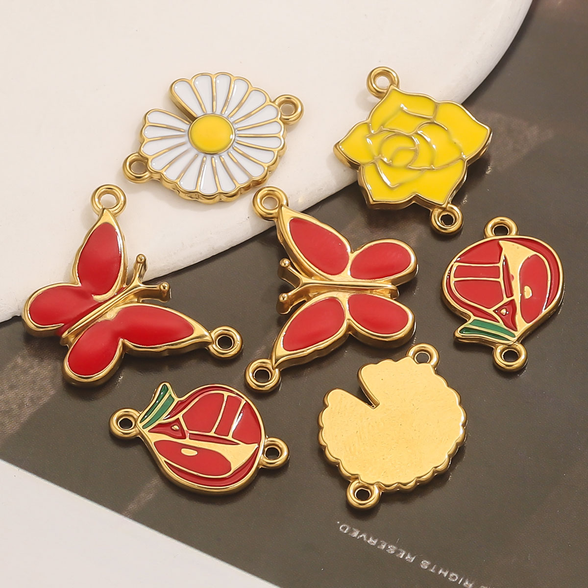 4pcs Stainless Steel Enamel Vi - Jewelry Making Materials Wholesale review and price
