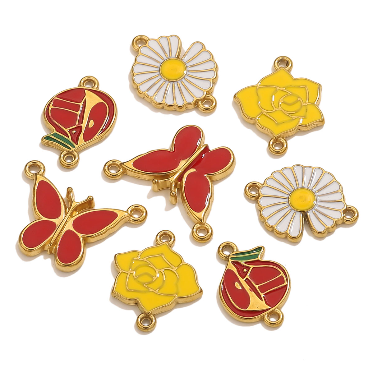 4pcs Stainless Steel Enamel Vi - Jewelry Making Materials Wholesale review and price